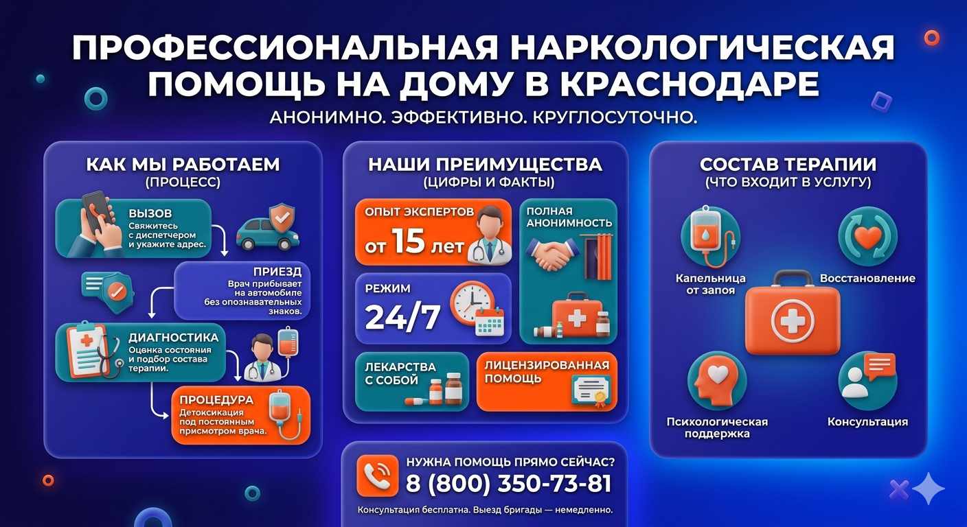 Инфографика о принципах лечения алкоголизма на дому в Новой Чаре: этапы вызова нарколога, преимущества анонимной детоксикации и состав медицинской помощи.